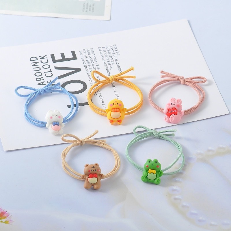 SET 5 DÂY CỘT TÓC, THUN BUỘC TÓC THÚ HOẠT HÌNH THỜI TRANG NỮ