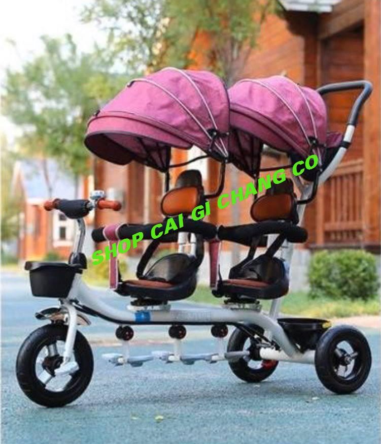 XE ĐẠP 3 BÁNH MÁI CHE ĐÔI CHO BÉ CÓ TAY ĐẨY HÀNG CAO CẤP XUẤT ĐÔNG ÂU
