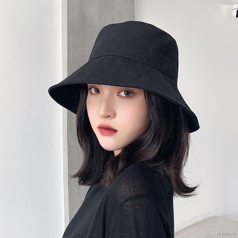 Mũ Bucket trơn đen phong cách hàn