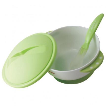 Bát kèm thìa Aprica 89636 (Trắng phối xanh)