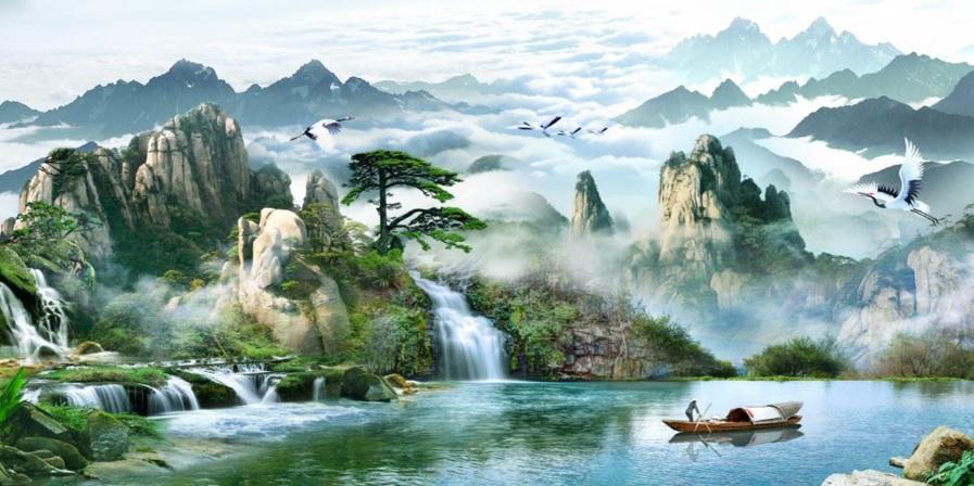 Tranh phông nền 3D dán hồ cá Aqua_019 KT 90 x 45 cm