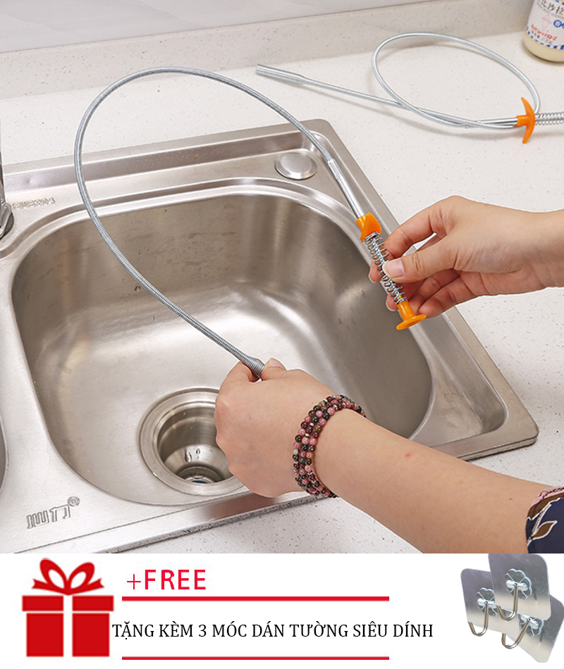 [ TẶNG KÈM 3 MÓC DÁN  ] Dụng cụ thông tắc cống chuyên dụng, Dụng Cụ Gắp Rác Thông Minh️, Dây thông tắc cống - Dây gắp rác thông cống