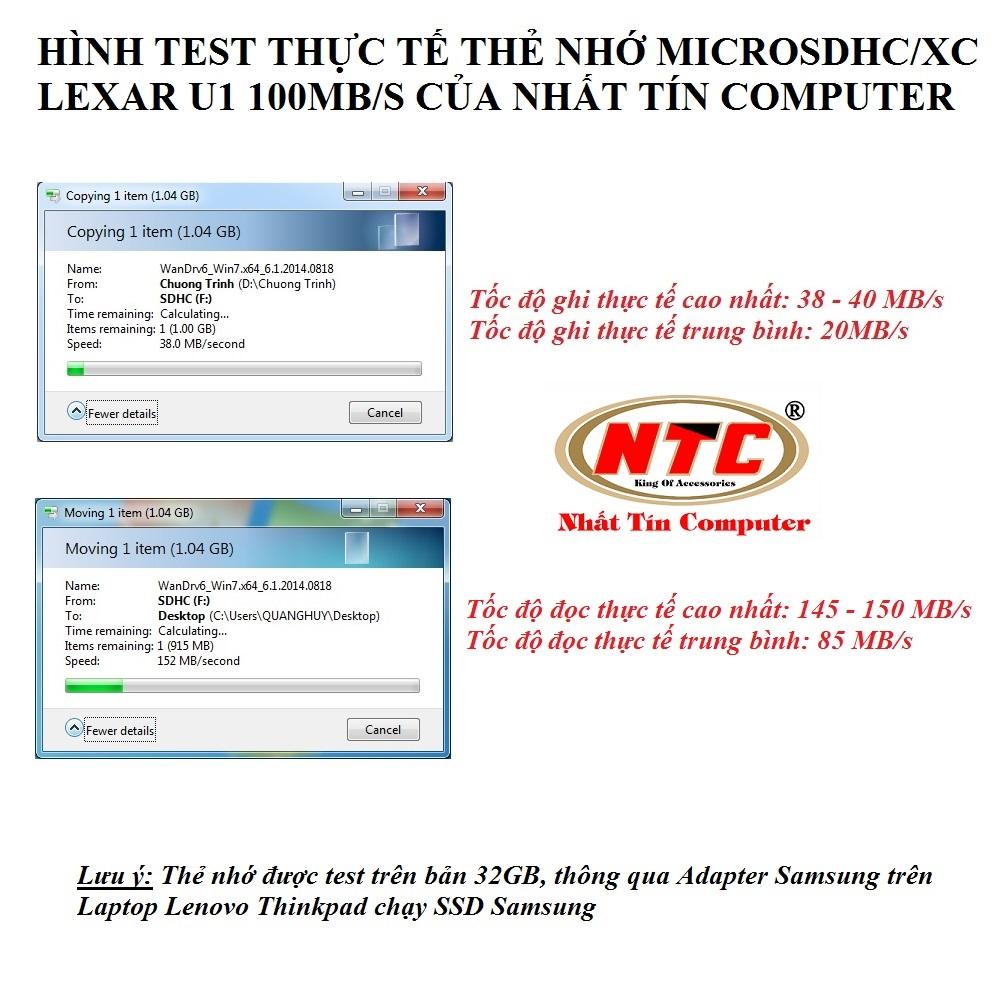Thẻ nhớ MicroSDXC Lexar 64GB Class 10 U1 80Mb/s (Đen) PHỤ KIỆN 1986