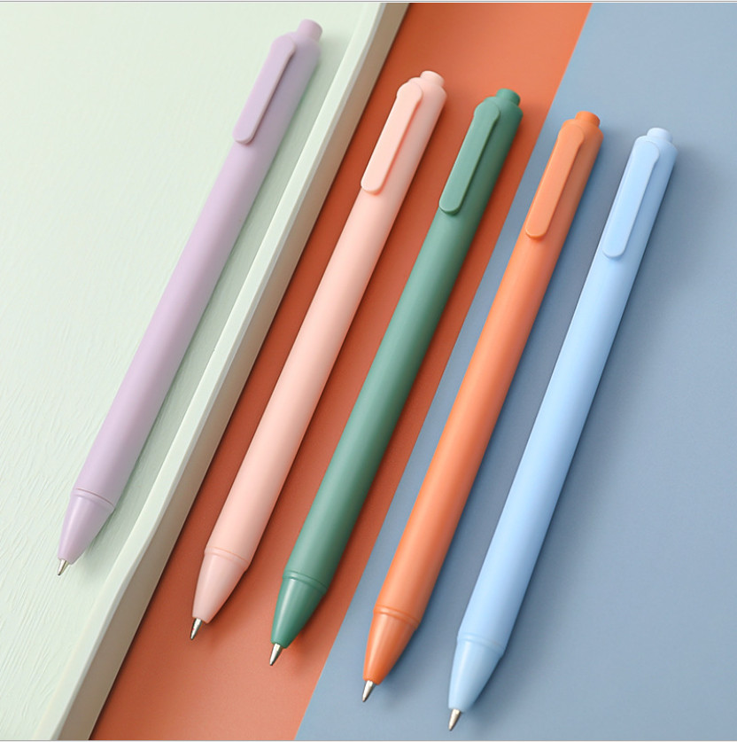 Set 5 Bút bi bấm ngòi 0.5mm trơn màu pastel xinh xắn BAG U BBP031