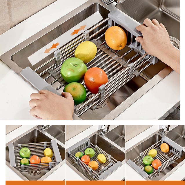 Rổ Kệ Đa Năng Co Giãn Để Chậu Rửa Chén