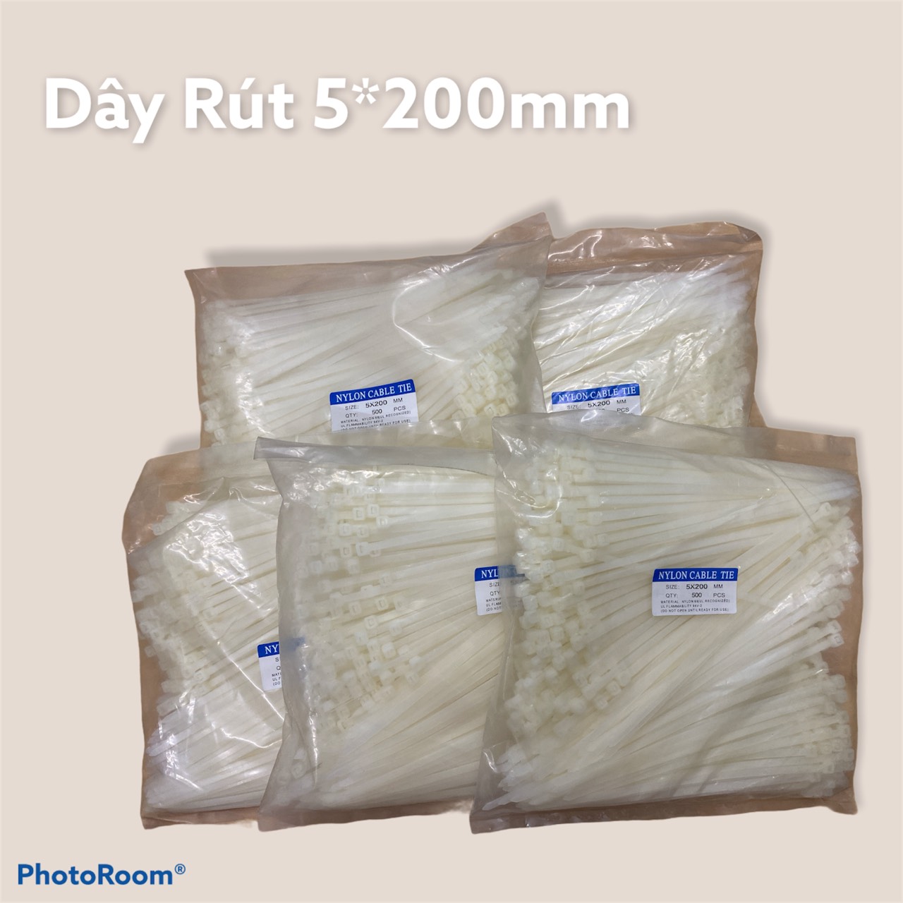Dây rút nhựa 5*200mm ( ĐÓNG GÓI 1 BỊCH GỒM 500 SỢI DÂY RÚT )