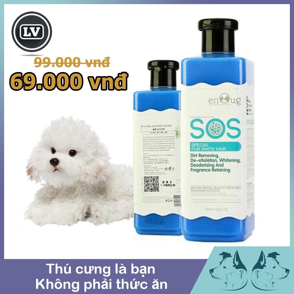 [CHÍNH HÃNG] Sữa tắm cho chó lông trắng SOS xanh dương 530ml