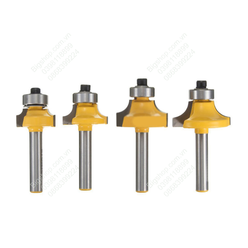 Bộ 4 mũi phay soi gỗ góc tròn cốt 1 phần 4 inch ( 6mm)