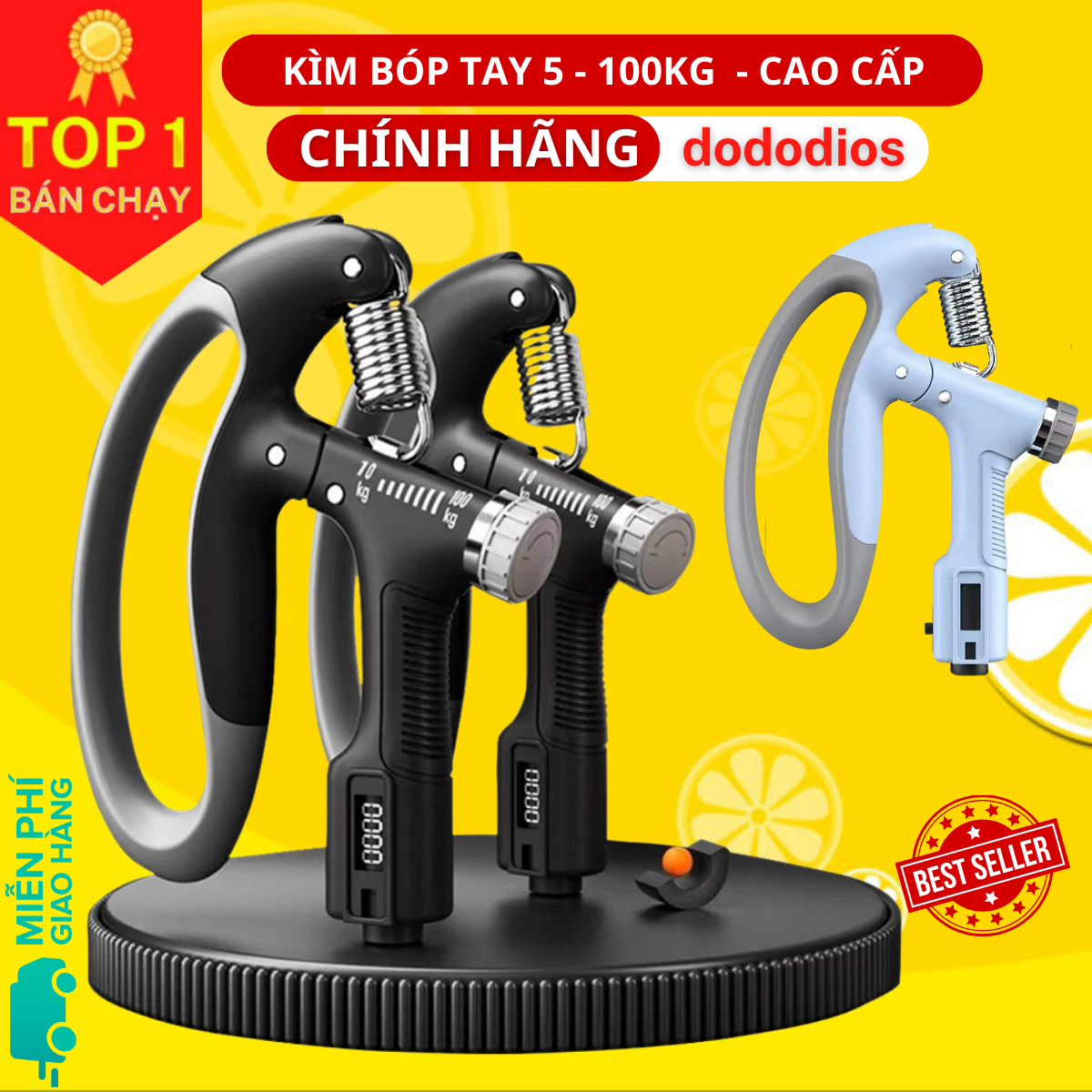 Kìm Bóp Tay, Kìm Tập Cơ Tay, Dụng Cụ Tập Gym Tại Nhà Điều Chỉnh Lực Có Đếm 10-100kg - Chính hãng dododios