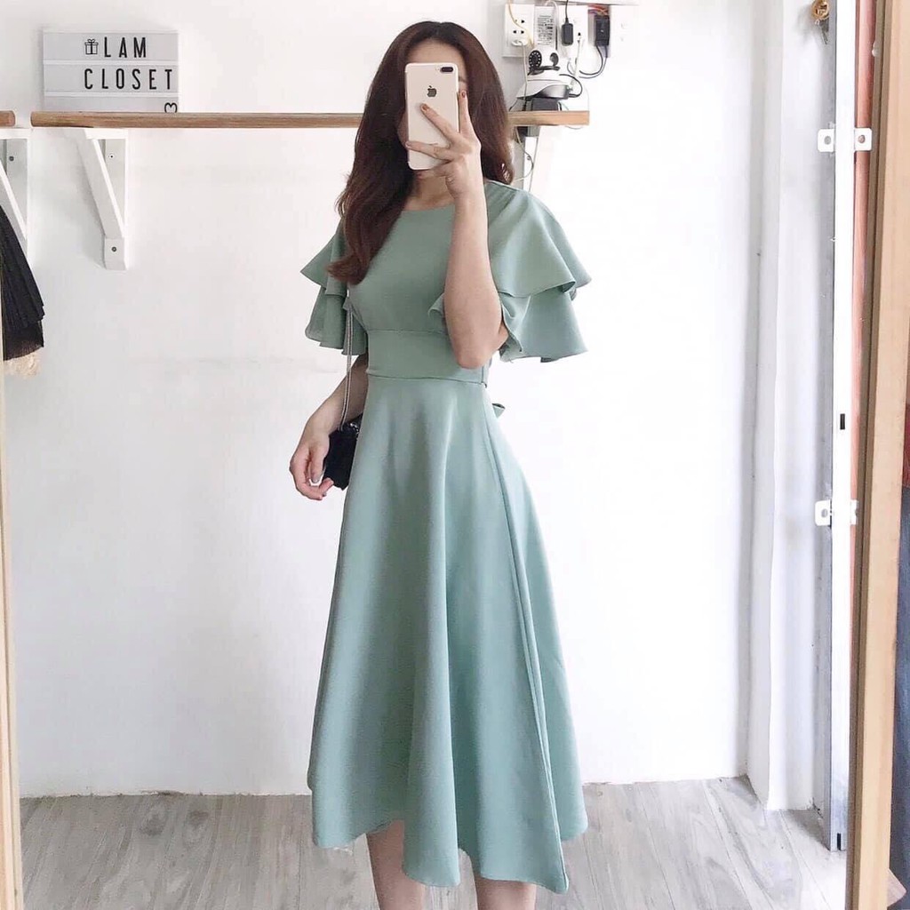 [ẢNH THẬT CUỐI] Đầm Xòe Trơn Tay Bèo Ba Màu - DX758