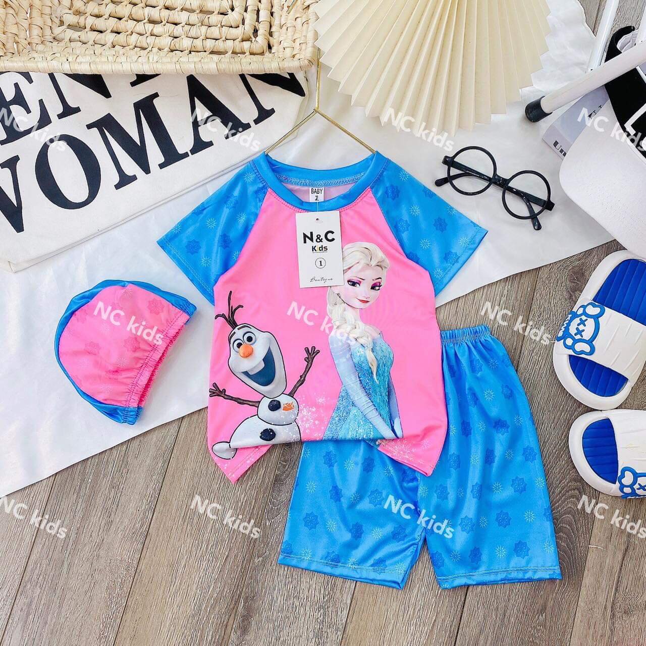 8-22kg: bộ bơi công chúa, bikini elsa, pony kèm mũ đáng yêu cho bé gái - bbcc