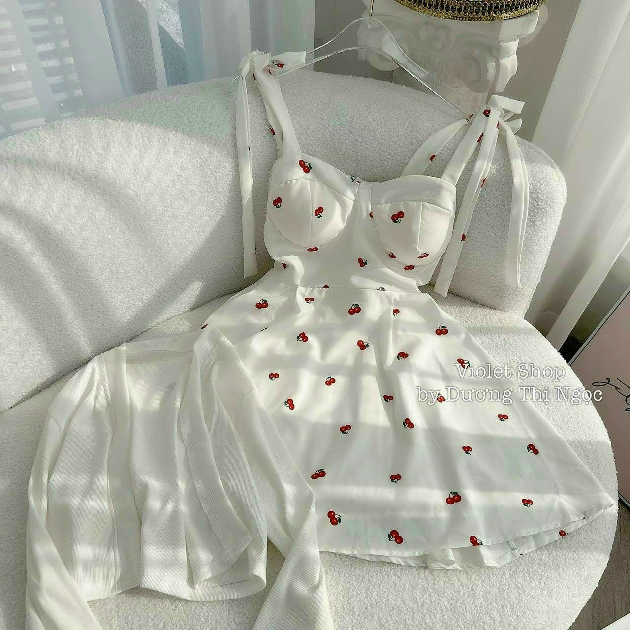 Đầm Lụa 2 Dayy Cherry Nữ Phối Khoác Gân Cực Xịn