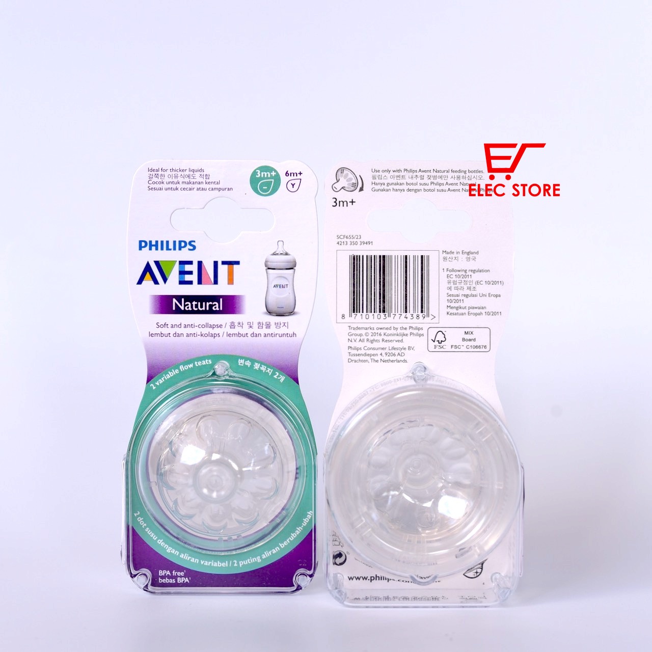 Núm ti thay bình sữa Philips AVENT Natural số 3 điều chỉnh [ 3 tháng +]