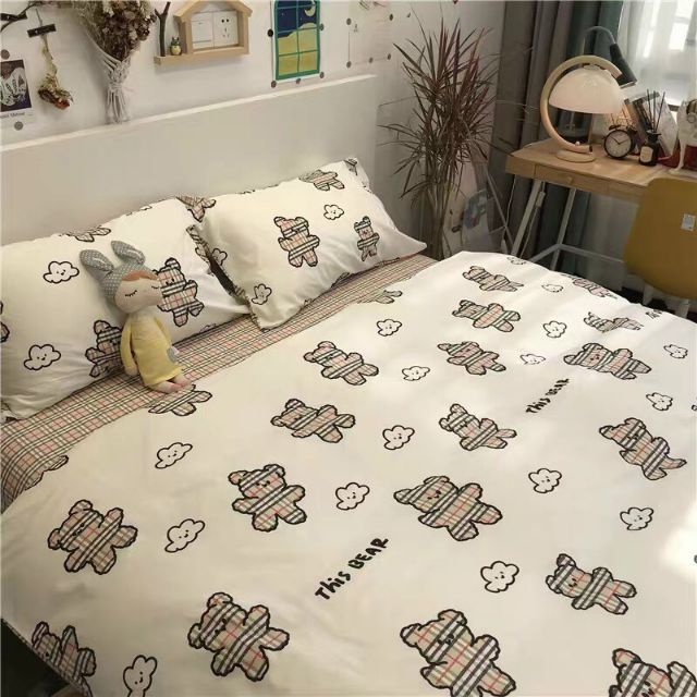 Cotton Poly Bộ Chăn Ga Gối Gấu Teddy Cute Bộ Chăn Ga Gối Cao Cấp Nhập Khẩu 5 Món, 4 Món Sản Phẩm Chăn Ga Gối Nệm Dùng 4 Mùa