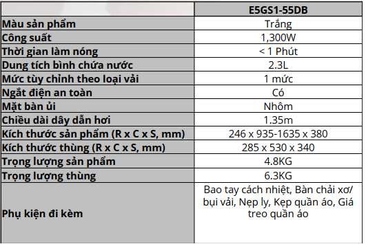 Bàn ủi hơi nước đứng Electrolux E5GS1-55DB