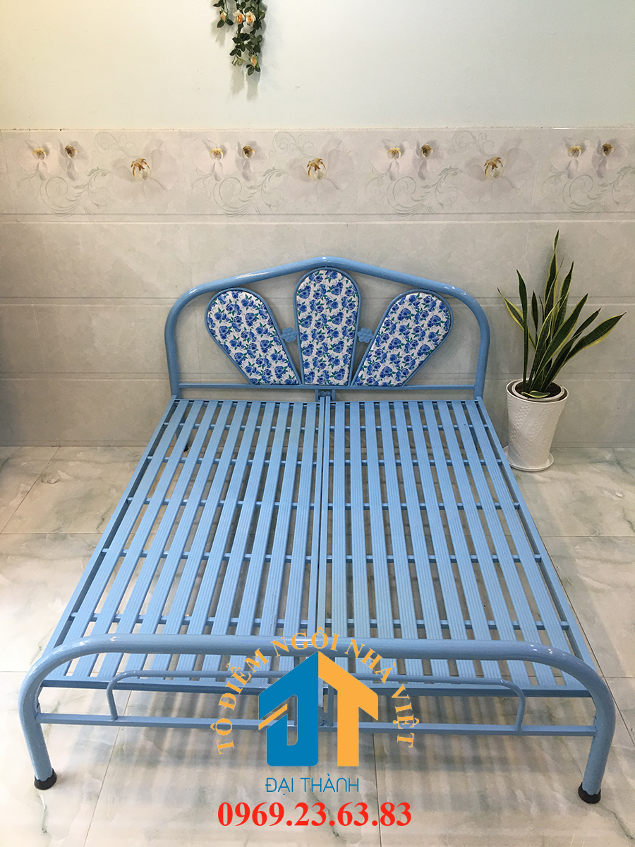Giường sắt Đại Thành 1m8 x 2m nhiều màu (Đỏ, xanh, kem) kiểu dáng hiện đại sang trọng - Nội Thất Đại Thành