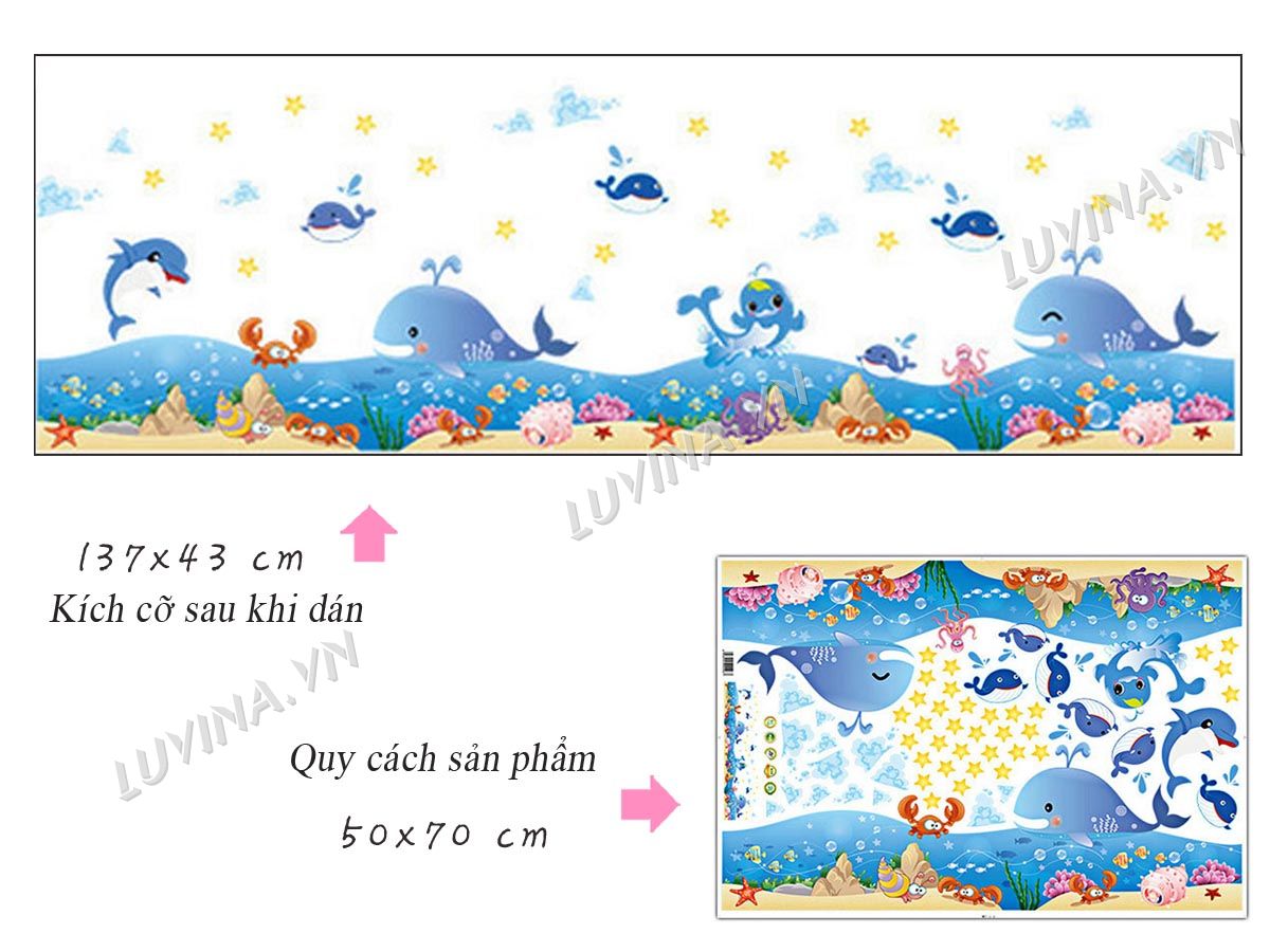 [HCM]DECAL DÁN TƯỜNG CÁ VOI VÀ CHÂN TƯỜNG