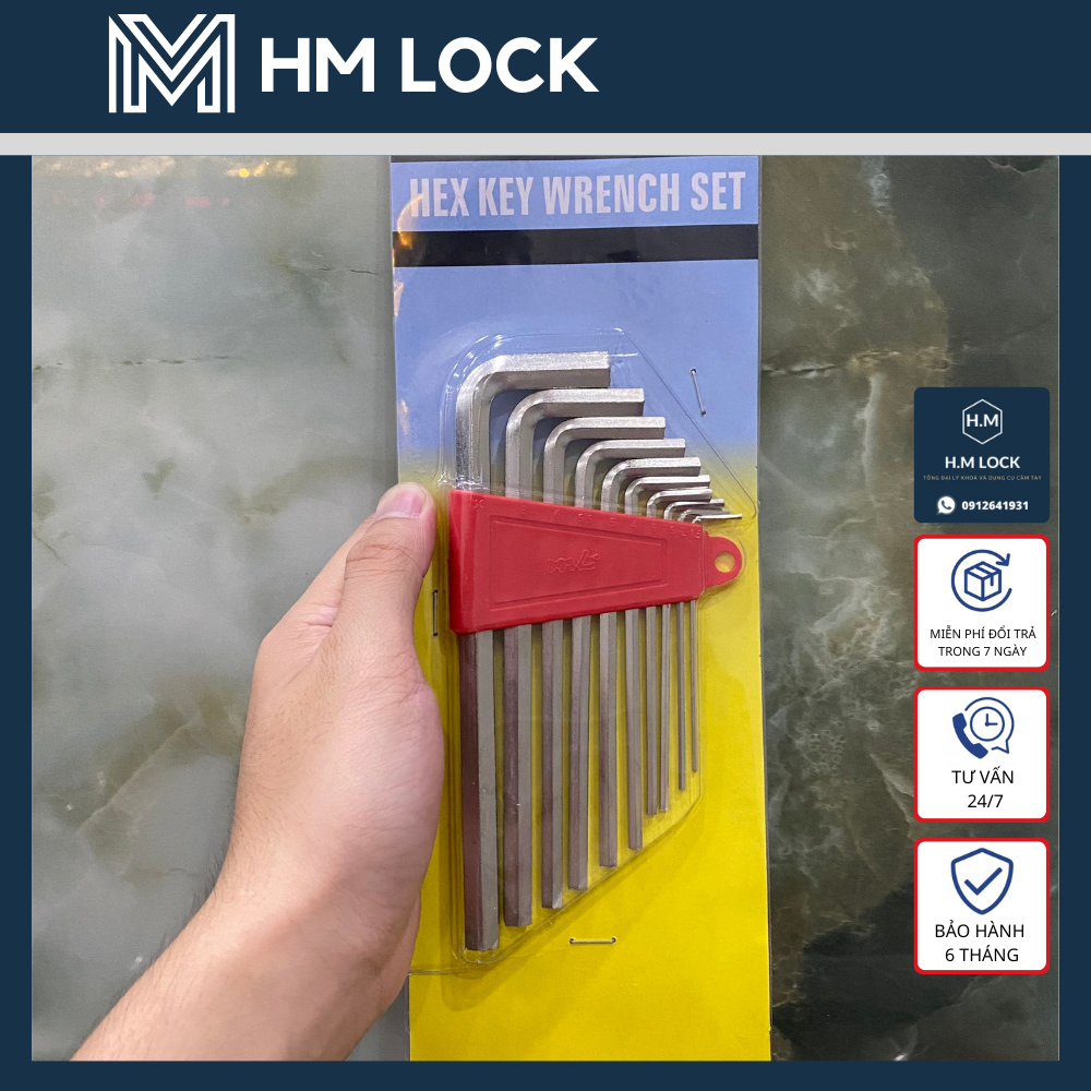 BỘ LỤC GIÁC 10 CHI TIẾT MT - THÉP CR-V SIÊU CỨNG KHÔNG GỈ CAO CẤP - HM LOCK