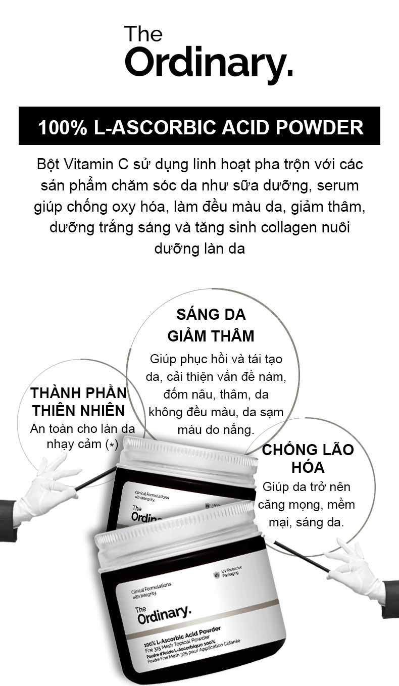 Bột Vitamin C The Ordinary 100% L-Ascorbic Acid Powder - 20g Bản Canada