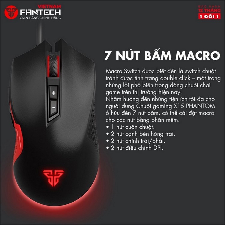 Fantech X15 PHANTOM 4800DPI - Bảo Hành 1 Đổi 1