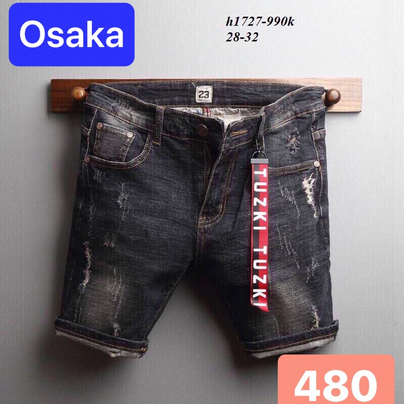 QUẦN SHORT JEAN NAM LỬNG NGỐ CHẤT BÒ ĐEN NHÁM NHẬT BẢN CAO CẤP DB-480 - OSAKA FASHION