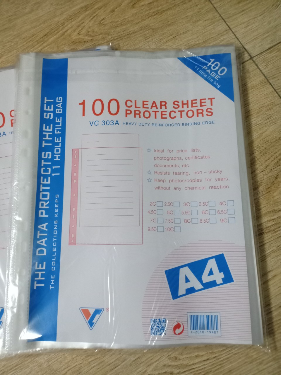 Bìa lá lỗ nhựa a4, bìa đục lỗ, bìa đựng hồ sơ - 100 tờ dày 600g