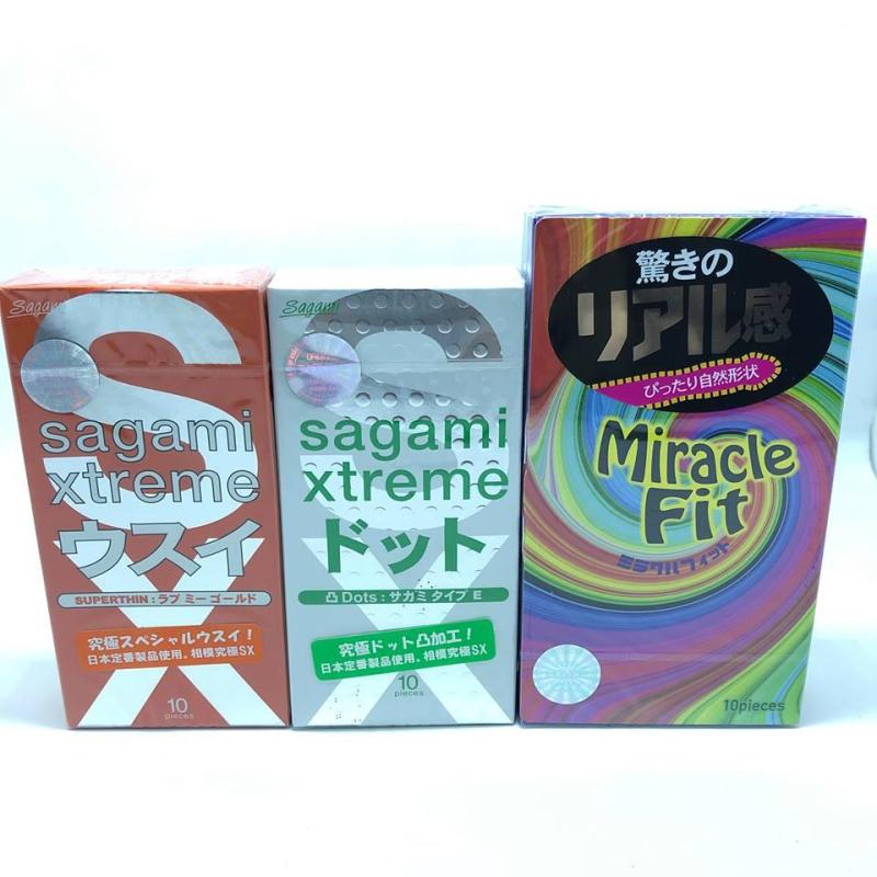 Bộ 3 bao cao su siêu phẩm của SAGAMI mỏng nhất thế giới + kéo dài qh cao cấp