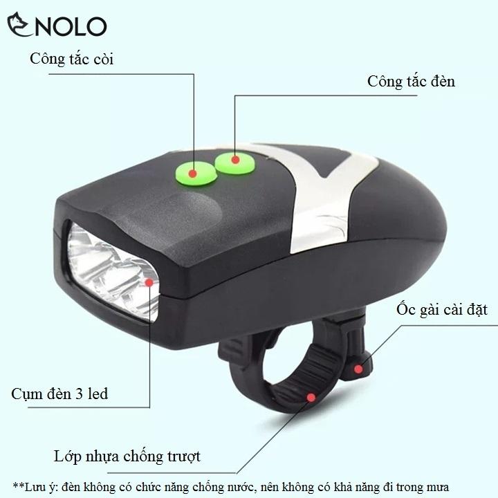 Combo 2 Đèn Chiếu Sáng 3 Led Có Còi Hú 80dB Dành Cho Xe Đạp