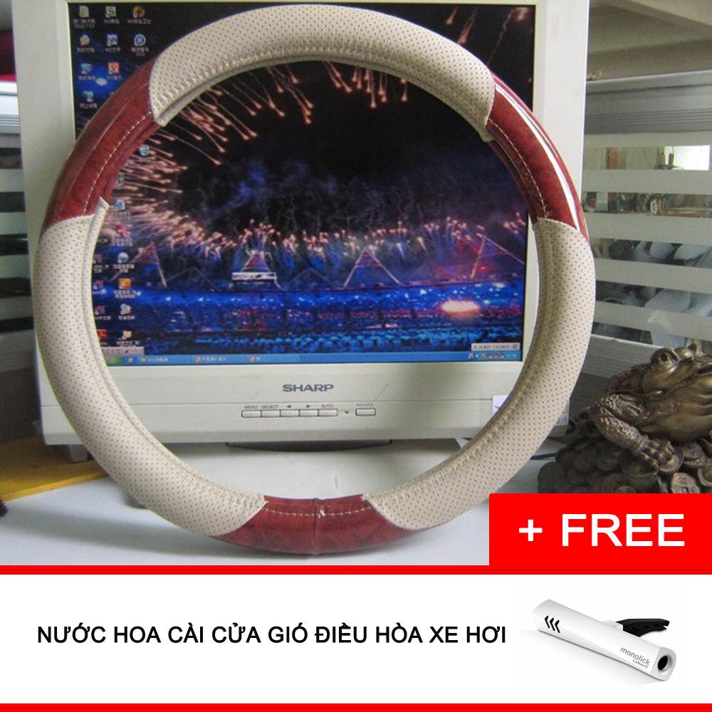 Bọc vô lăng Be vân gỗ Size 38 (Da PU )