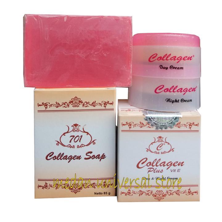 Bộ kem ngày + kem đêm + soap rửa mặt mờ nám thâm sạm tàn nhang dưỡng trắng da collagen Plus Vit E