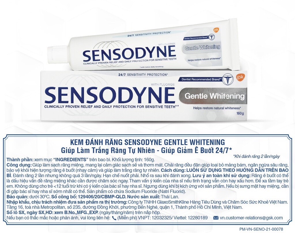 Kem đánh răng SENSODYNE Gentle Whitening 160g