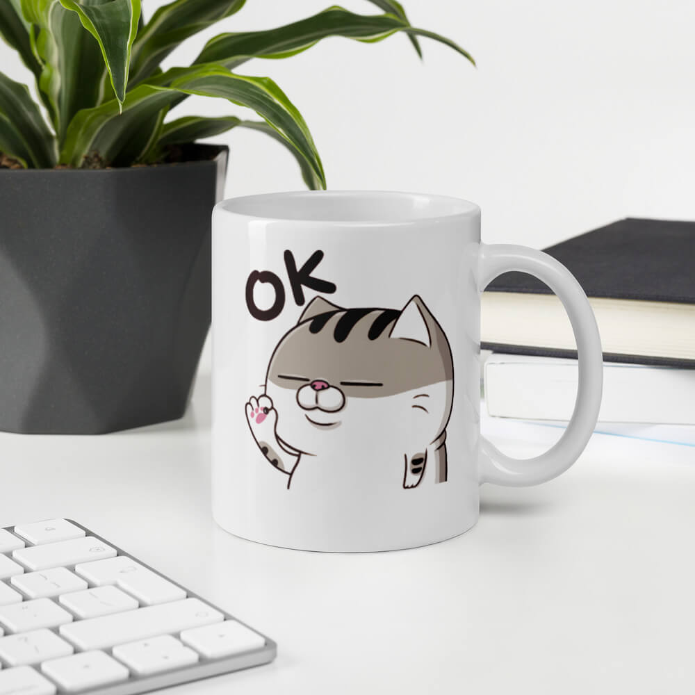 Ly Cốc Sứ Cao Cấp hình mèo Ami bụng bự