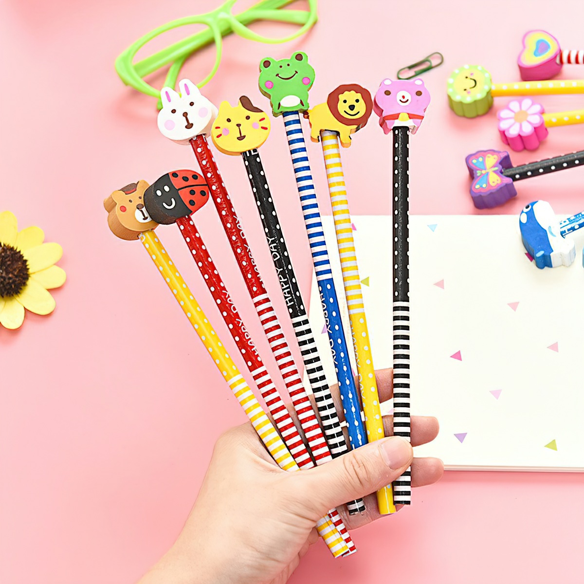 HB pencil with animal shaped eraser