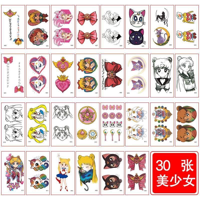 Miếng dán hình xăm sailor moon miếng dán hình xăm hoạt hình đen tối cho học sinh dễ thương mô phỏng lâu dài không thấm nước cho nữ