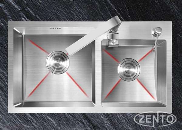 Chậu rửa bát inox 2 hố zento HD7843-304