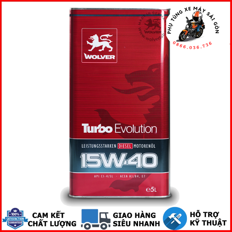 Dầu nhớt tổng hợp Wolver Turbo Evolution 15w40 5 LÍT dùng cho ôtô nhập khẩu Đức