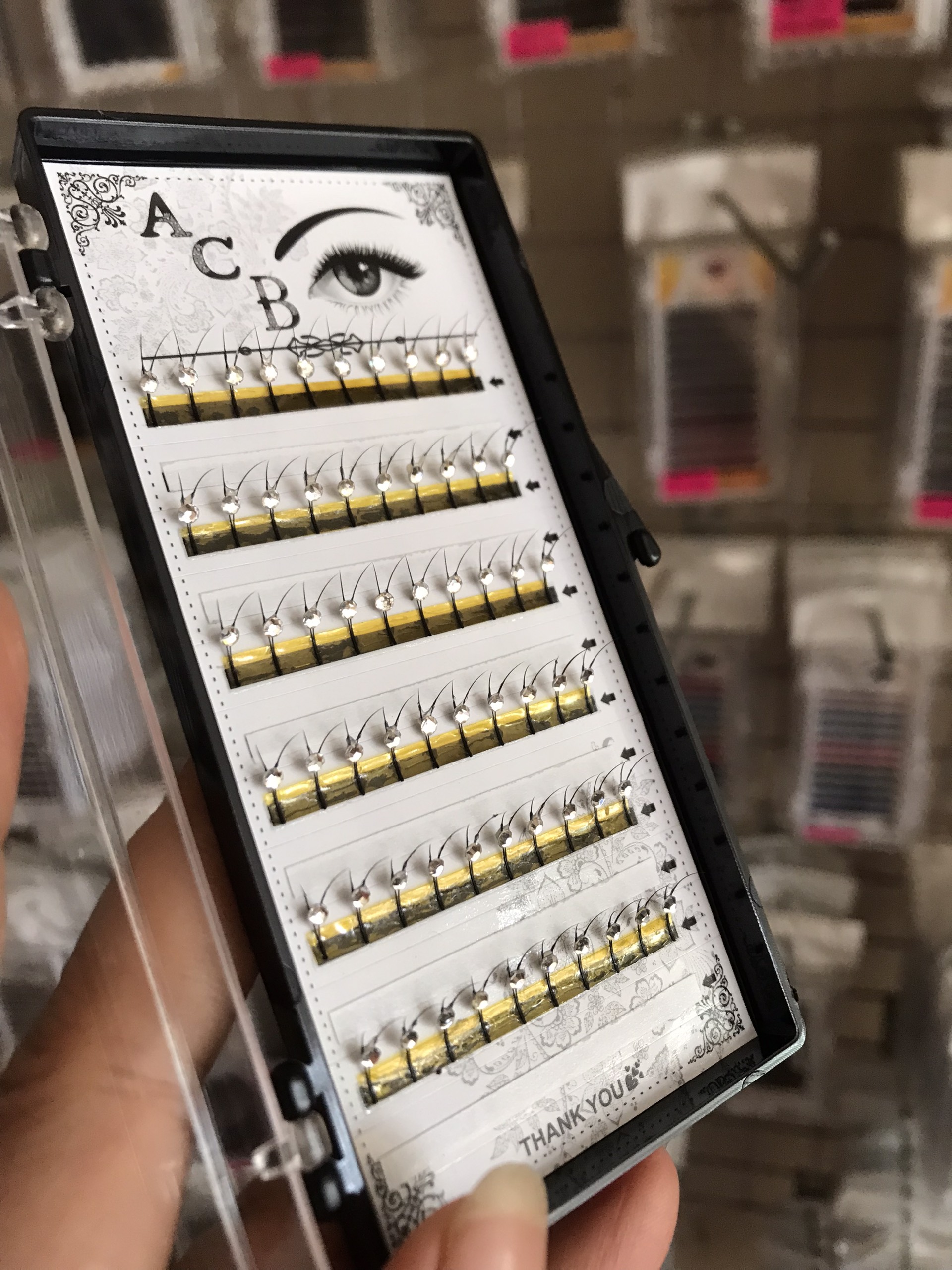 Mi Đính Đá, Mi Đá Siêu Sáng,Lông Mi Đính Đá Độ Cong C Size 12mm