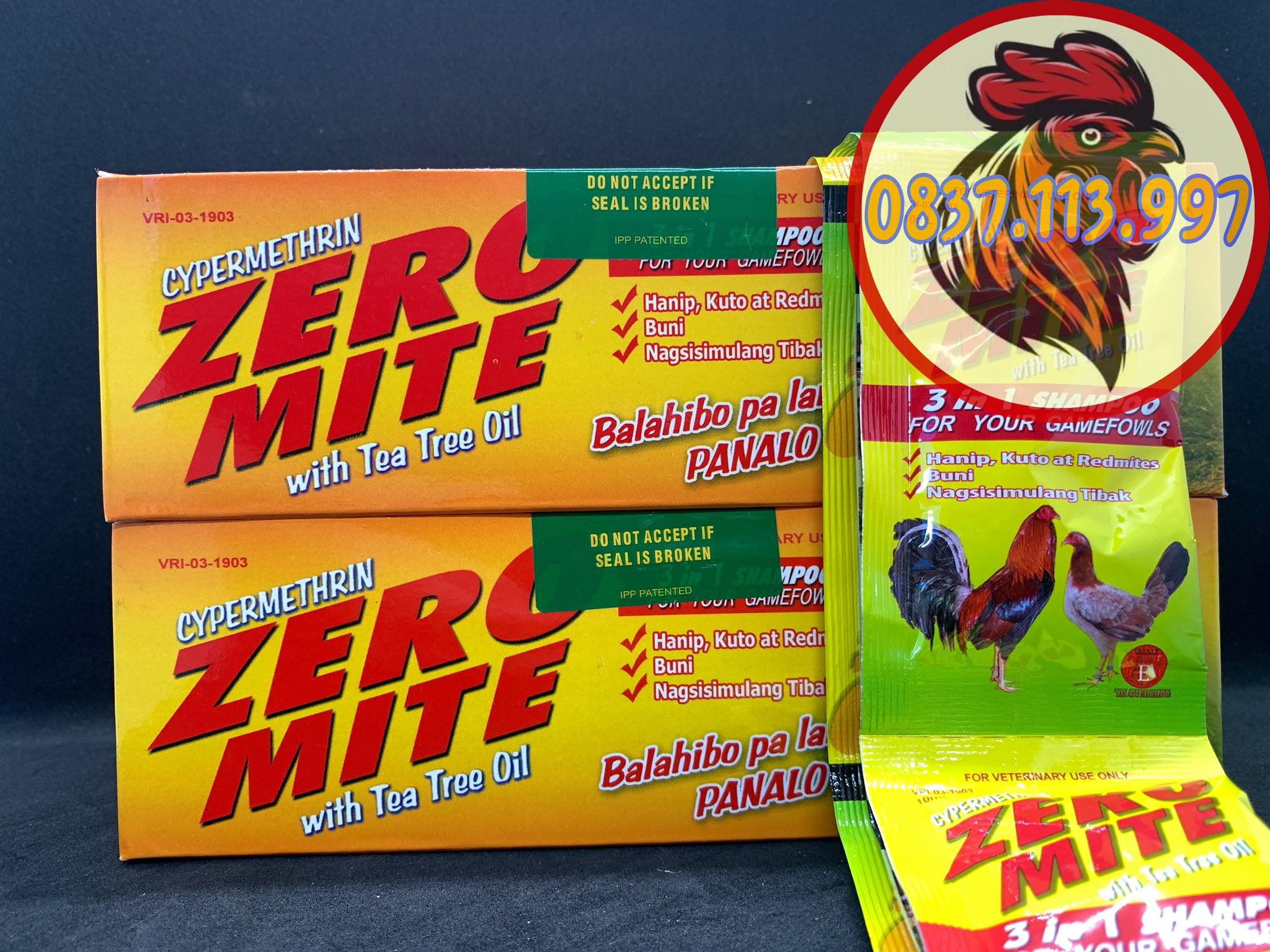 ZERO MITE TẮM GÀ DIỆT MẠT CHO GÀ ĐÁ 2 GÓI
