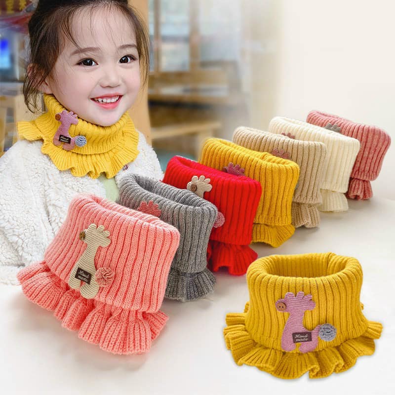 Goodmaket-khăn ống bánh bèo hình con hươu cho bé gái-khăn ống choàng cổ trẻ em -khăn len ống cổ nhún hình hươu ấm áp dễ thương cho bé