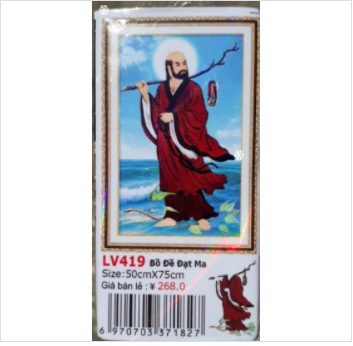 Tranh Đính Đá ABC 3D Tổ Sư Đạt Ma D9617,  DF2925 (KHÁCH TỰ ĐÍNH) KT:50X70CM