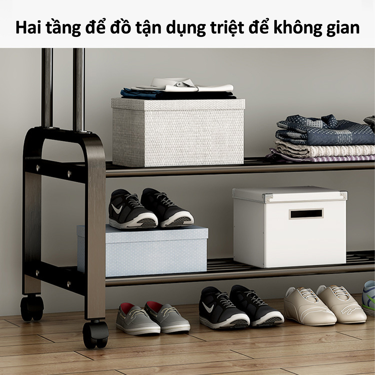Giàn phơi quần áo đơn giản đặt trong phòng ngủ ngoài ban công có thể gập gọn - 105CM