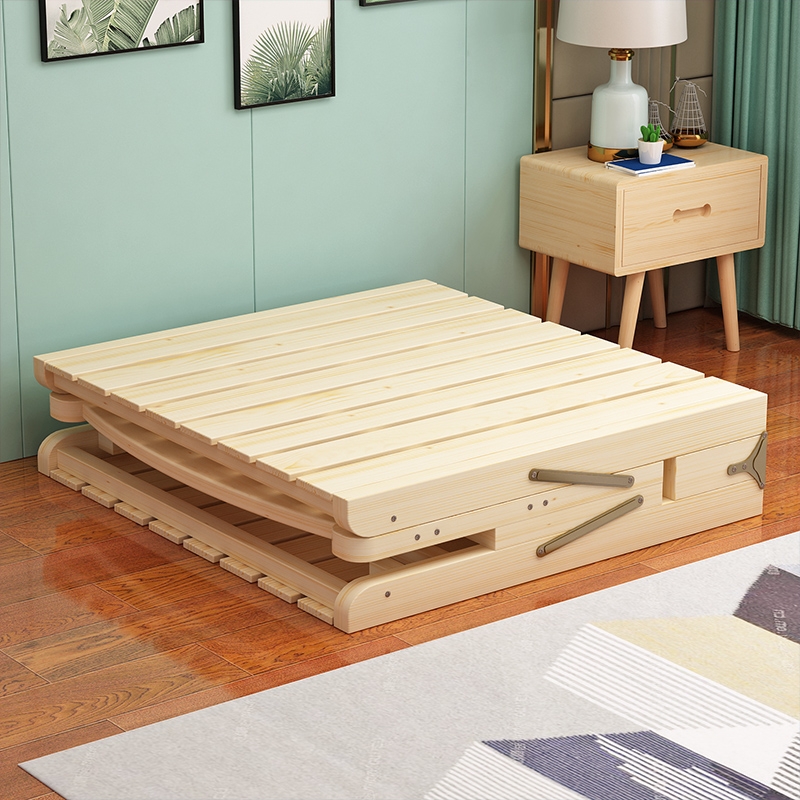 Folding Bed Pine Wood 5 size cushion pillow-bed folding compact-bed solid wood folding compact 9 included ảnh real)
