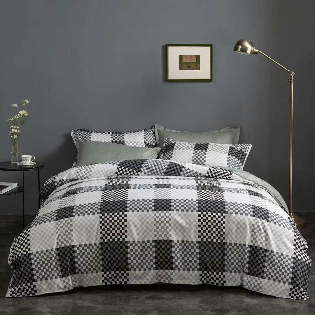 Trọn Bộ 4 Món Cotton Poly Nhập Mẫu KẺ Ô VUÔNG ĐEN BÉ