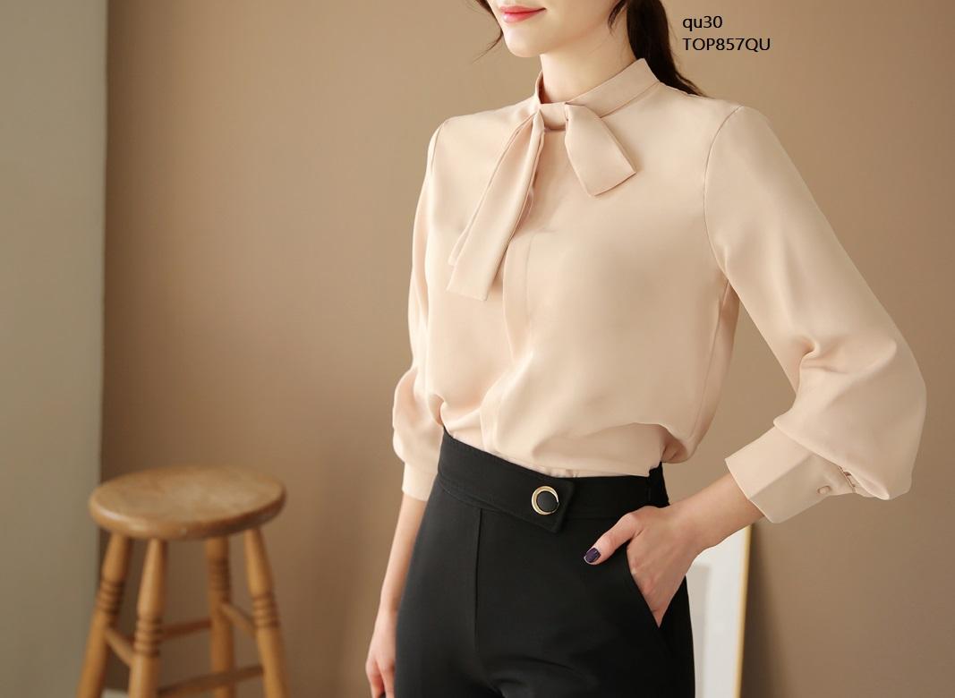 TOP857QU ÁO SƠ MI NỮ CỔ TRỤ