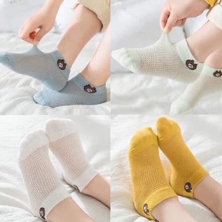 [HCM]Set 5 đôi tất gấu lưới thông hơi cho bé