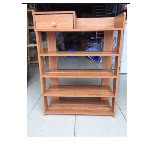 Kệ Giày Dép Gỗ 5 Tầng Có Ngăn Kéo