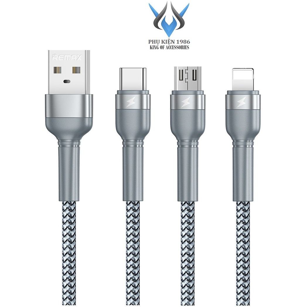 Cáp sạc và truyền data Remax RC-124m Micro-USB / RC-124i Lightning / RC-124a TypeC 2.4A dài 1M (Màu ngẫu nhiên) - Hãng phân phối chính thức - Nhất Tín Computer