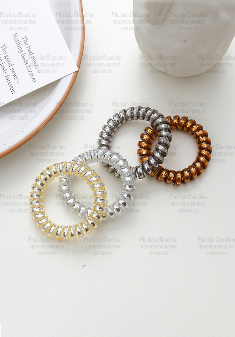 Cột tóc lò xo ánh bạc sang chảnh 5k / sợi