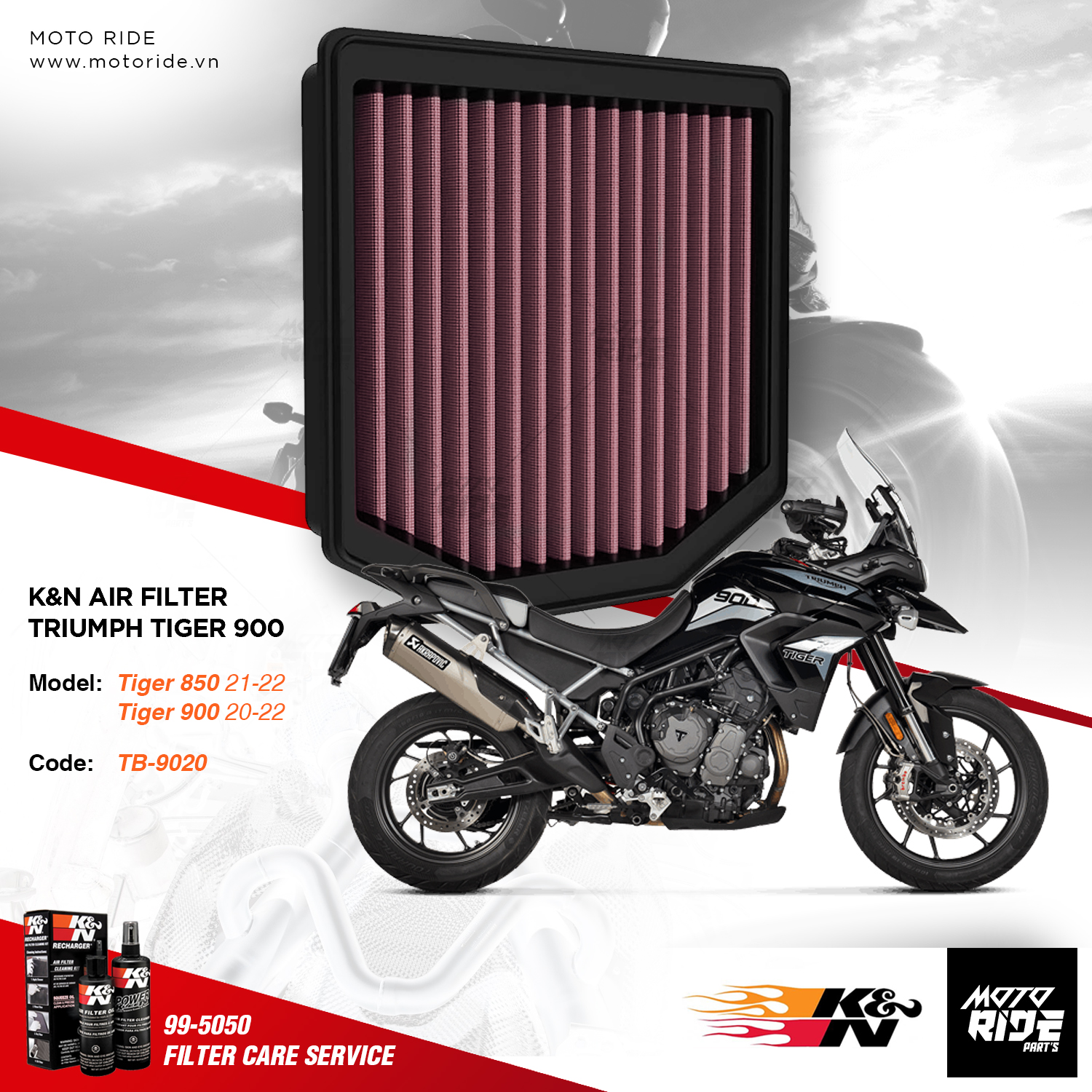 K&N TB-9020 LỌC GIÓ CHO TRIUMPH TIGER 900