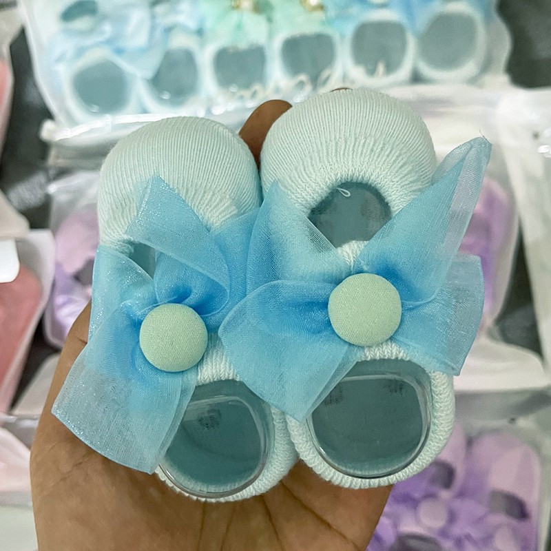 Tất chân giả giày len cho bé sơ sinh kiểu dáng nơ dễ thương